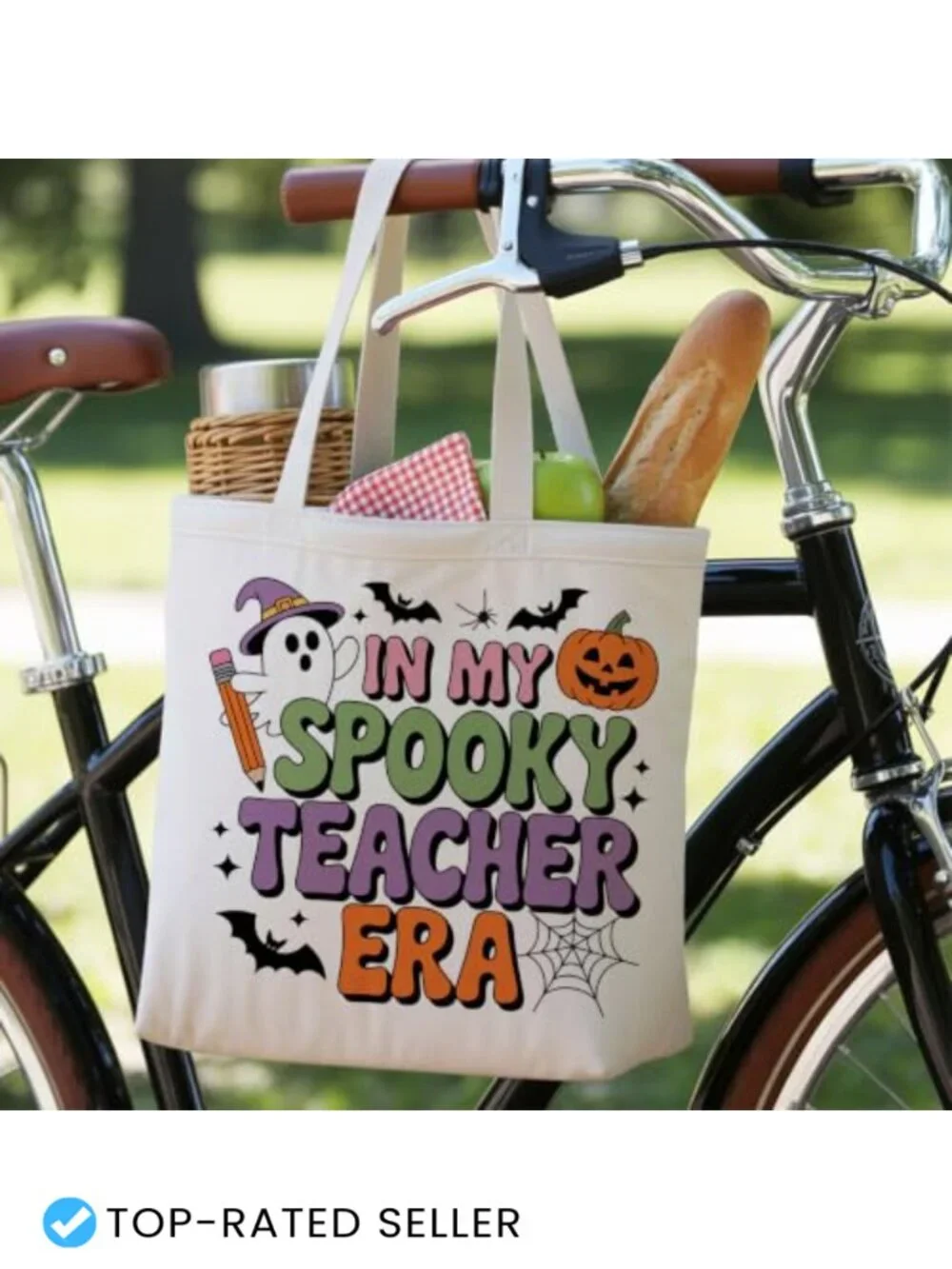 Canvas Tote Bag for Women Halloween Work Bag Laptop Shopper Shoulder